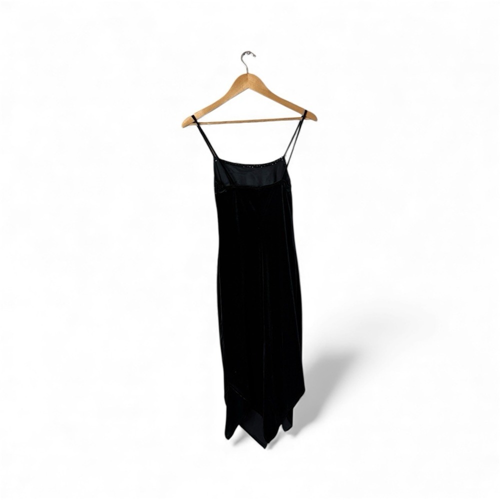 90s Y2K Rampage Black Velvet Glitter Bodycon Midi Dress Small Formal Prom - Picture 8 of 11